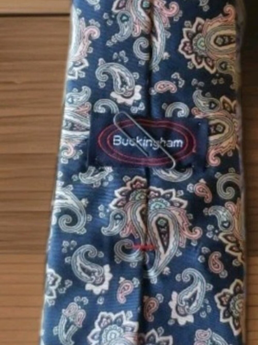 Buckingham Italian Silk VTG Paisley Blue Pink Tie Made In USA